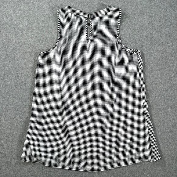 Guess Houndstooth Sleeveless Blouse Women's Small Black/White Keyhole Top - Picture 8 of 8